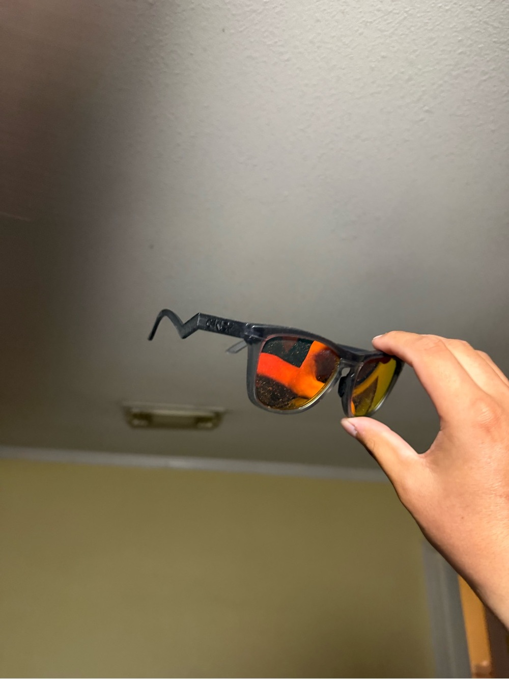 Black Protective Eyewear with Orange Mirrored Lenses